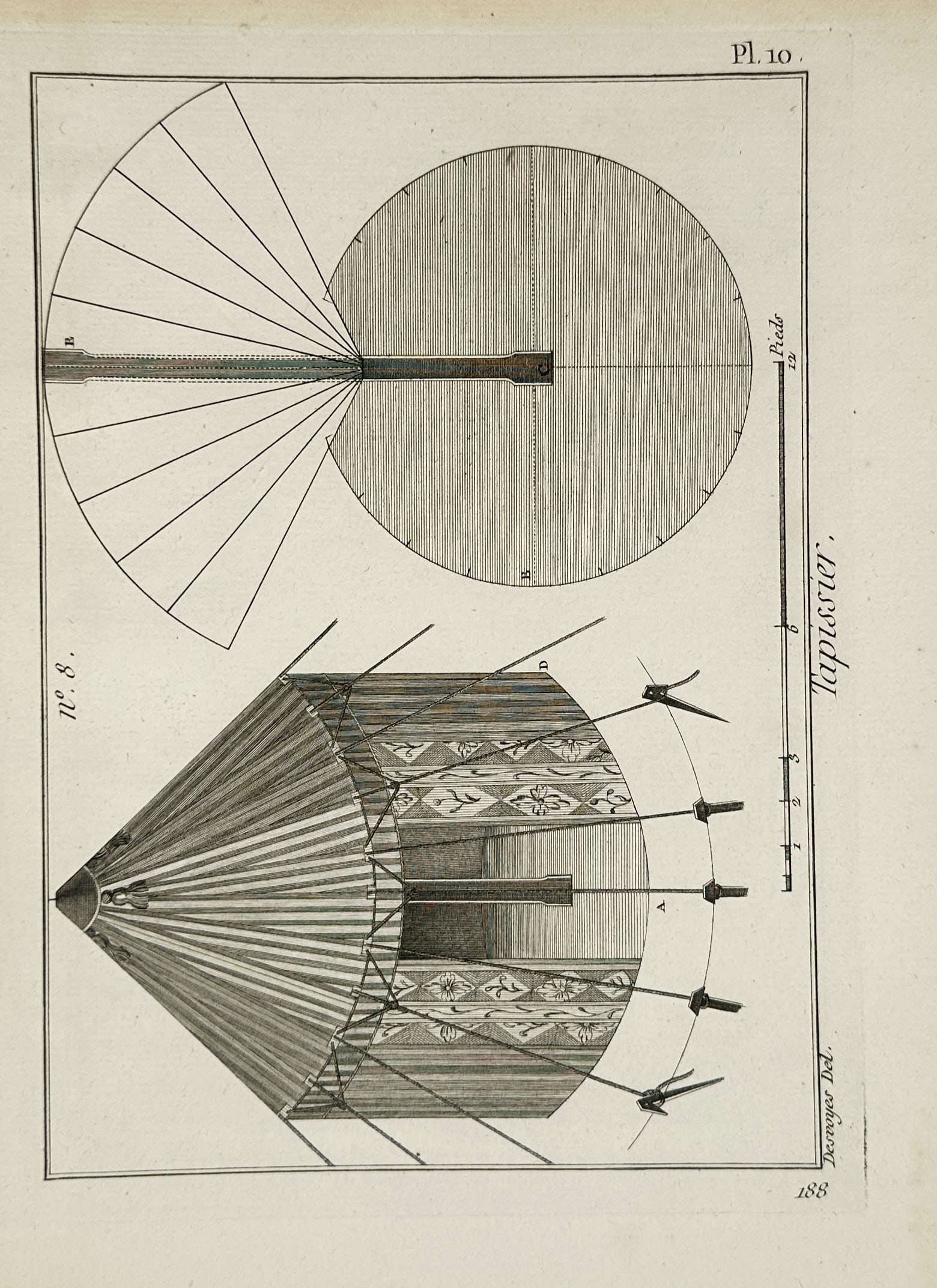 Robert Benard (1734-1777) – Interior Design: Pavilion Tents and Structural Layouts – Engraving (1 of 2)
