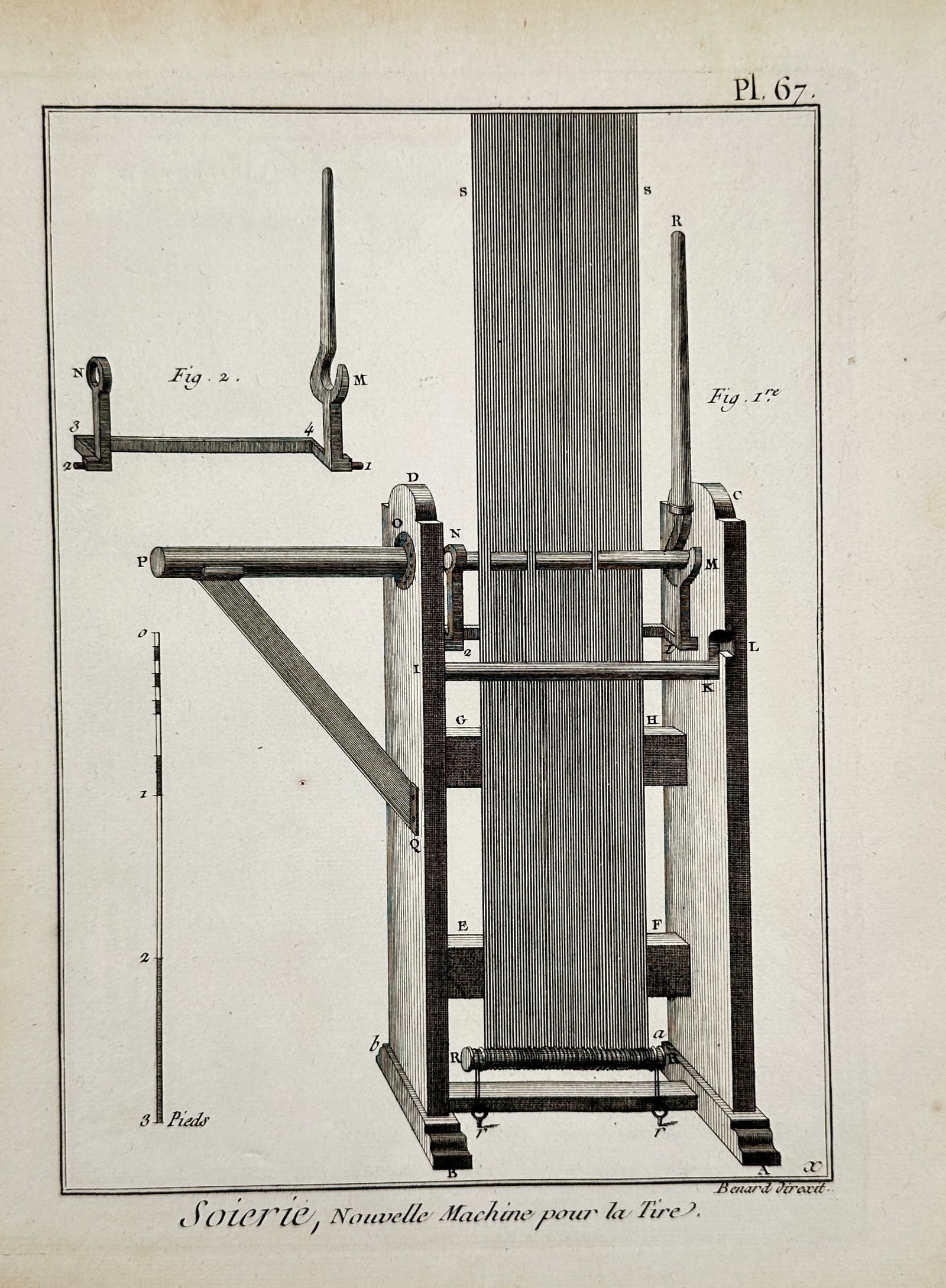 Robert Bénard (1734–1777) – Silk Manufacture: New Machine for Drawing – Engraving (1788) (1 of 2)