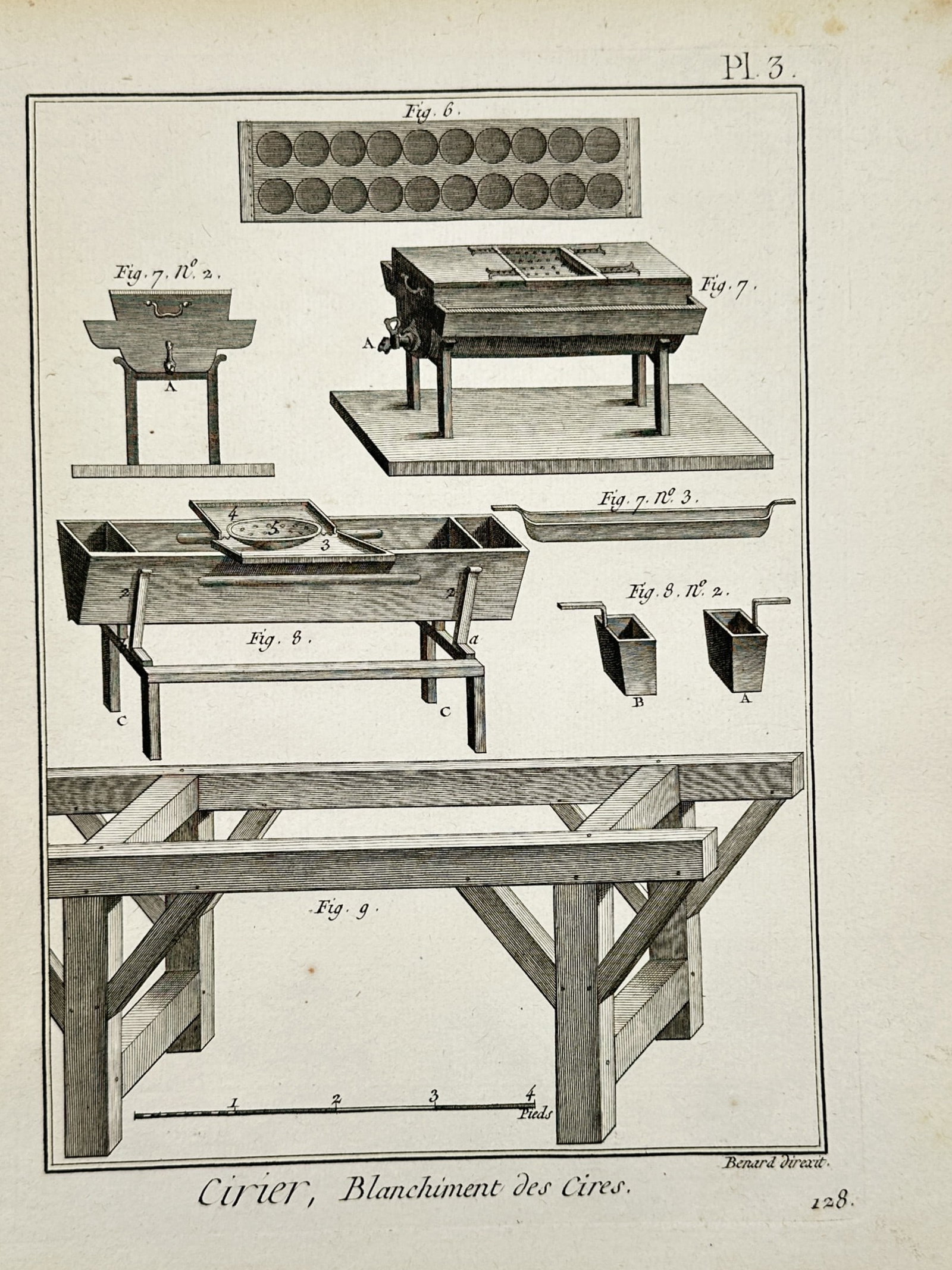 Robert Bénard – Wax Bleaching Utensils – Engraving (c. 1751–1772) (1 of 2)