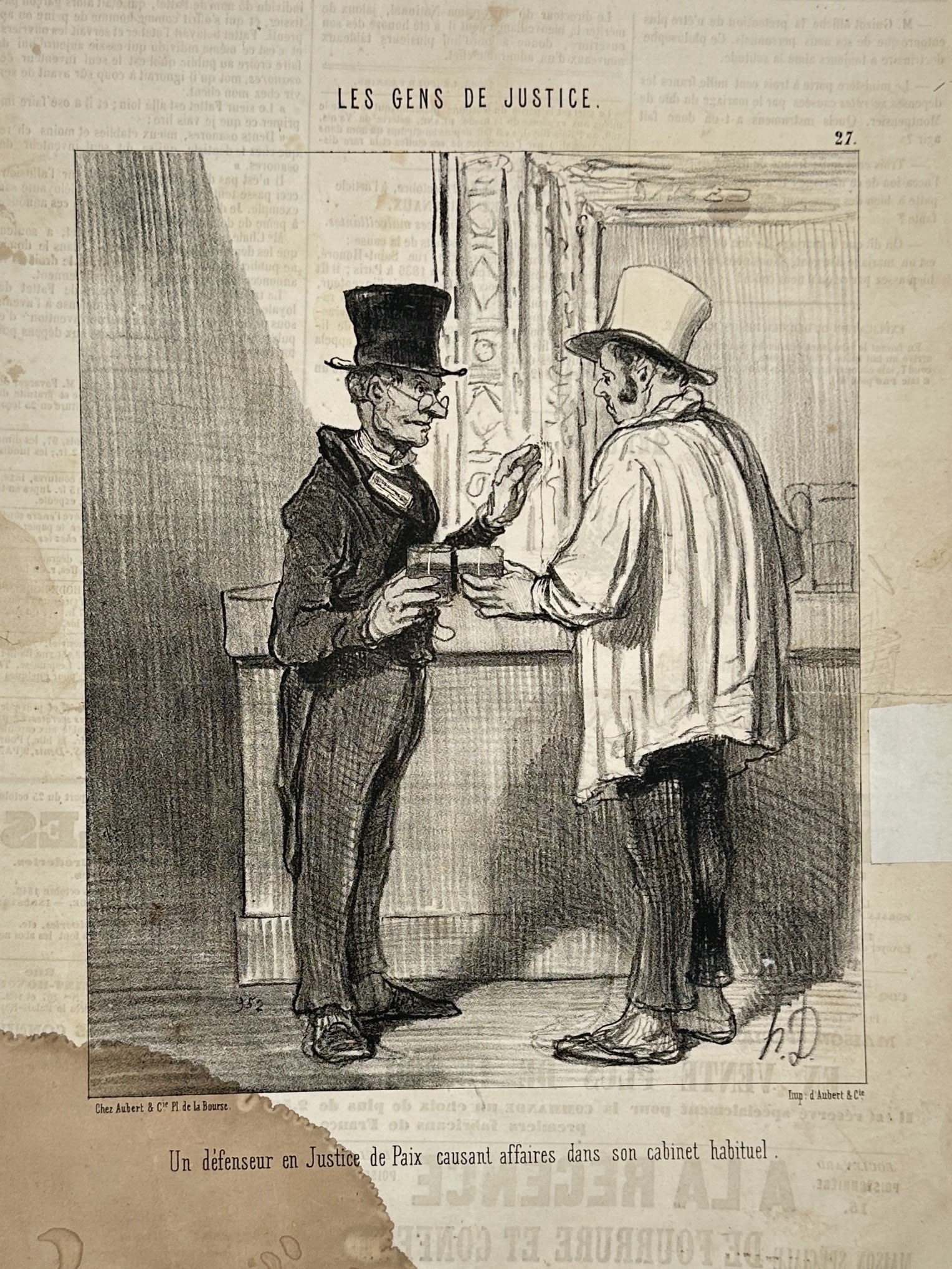 Le Charivari (newspaper) – A Legal Defender and a Justice of the Peace – Lithograph (c. (1 of 2)