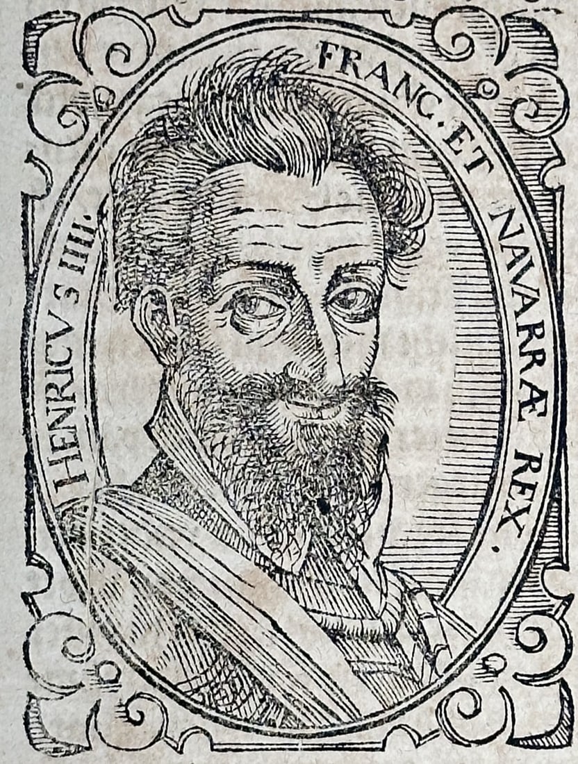 Sebastian Münster (1488-1552) – Portrait of King Henry IV of France – Woodcut (c. 1544-1570) (1 of 3)