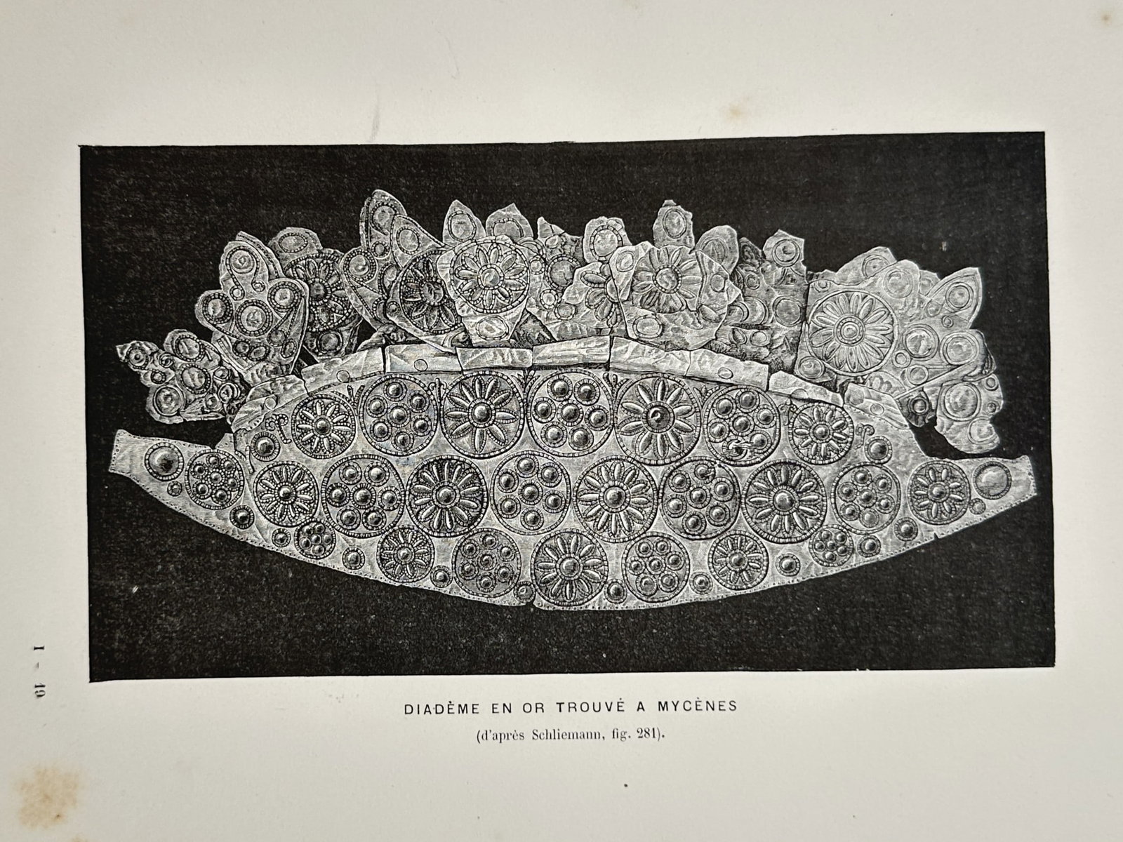 Victor Duruy (1811–1894) – View of a Gold Diadem Found at Mycenae – Engraving (1883–1888) (1 of 2)