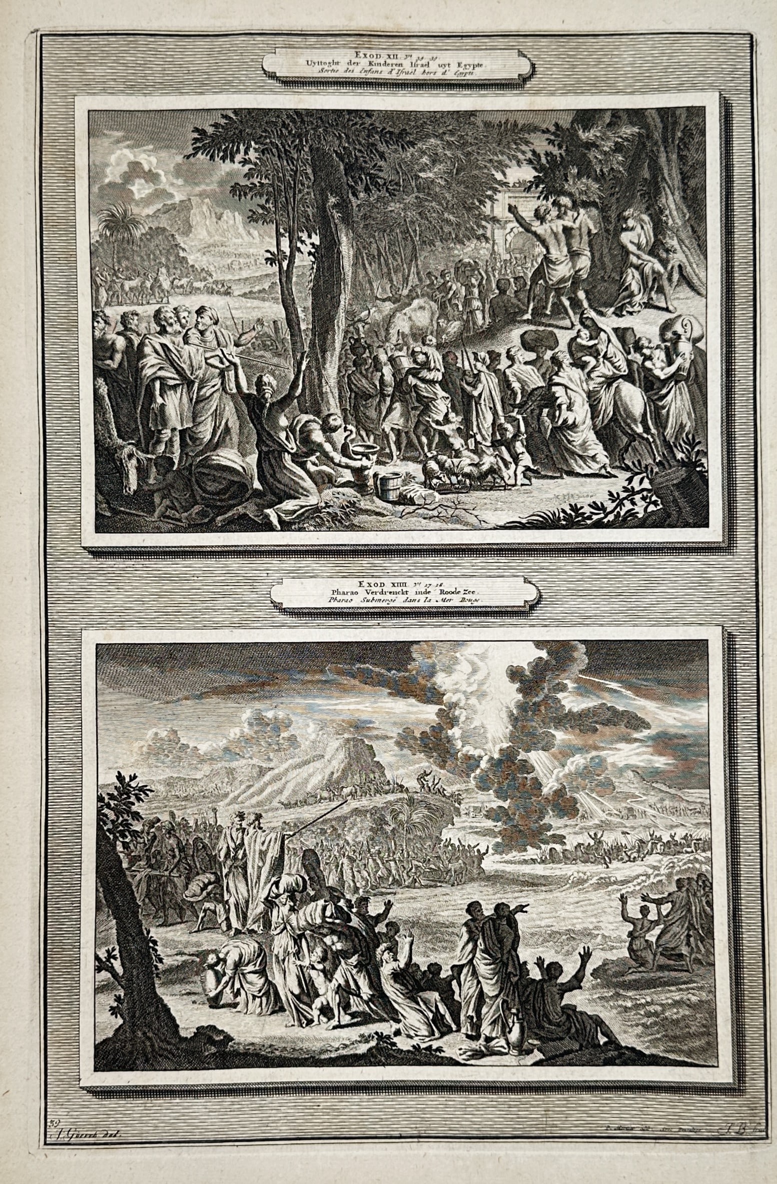 Pieter Mortier – View of the Israelites Spoiling the Egyptians and The Pillar of Cloud and Fire (1 of 2)