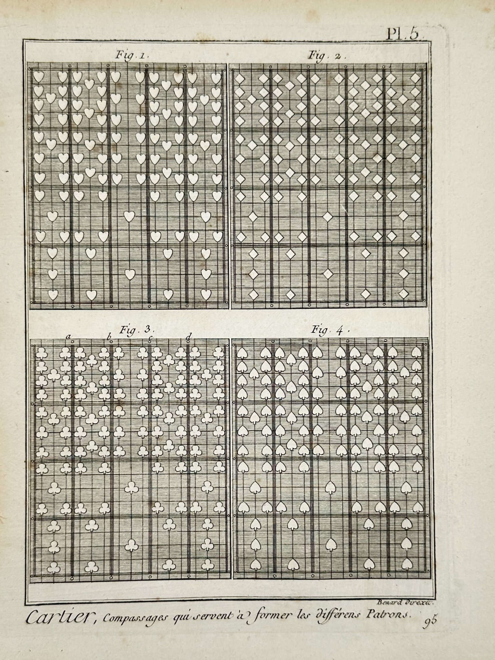Robert Bénard – View of Playing Card Layout Grids – Engraving (c. 1762–1772) (1 of 2)