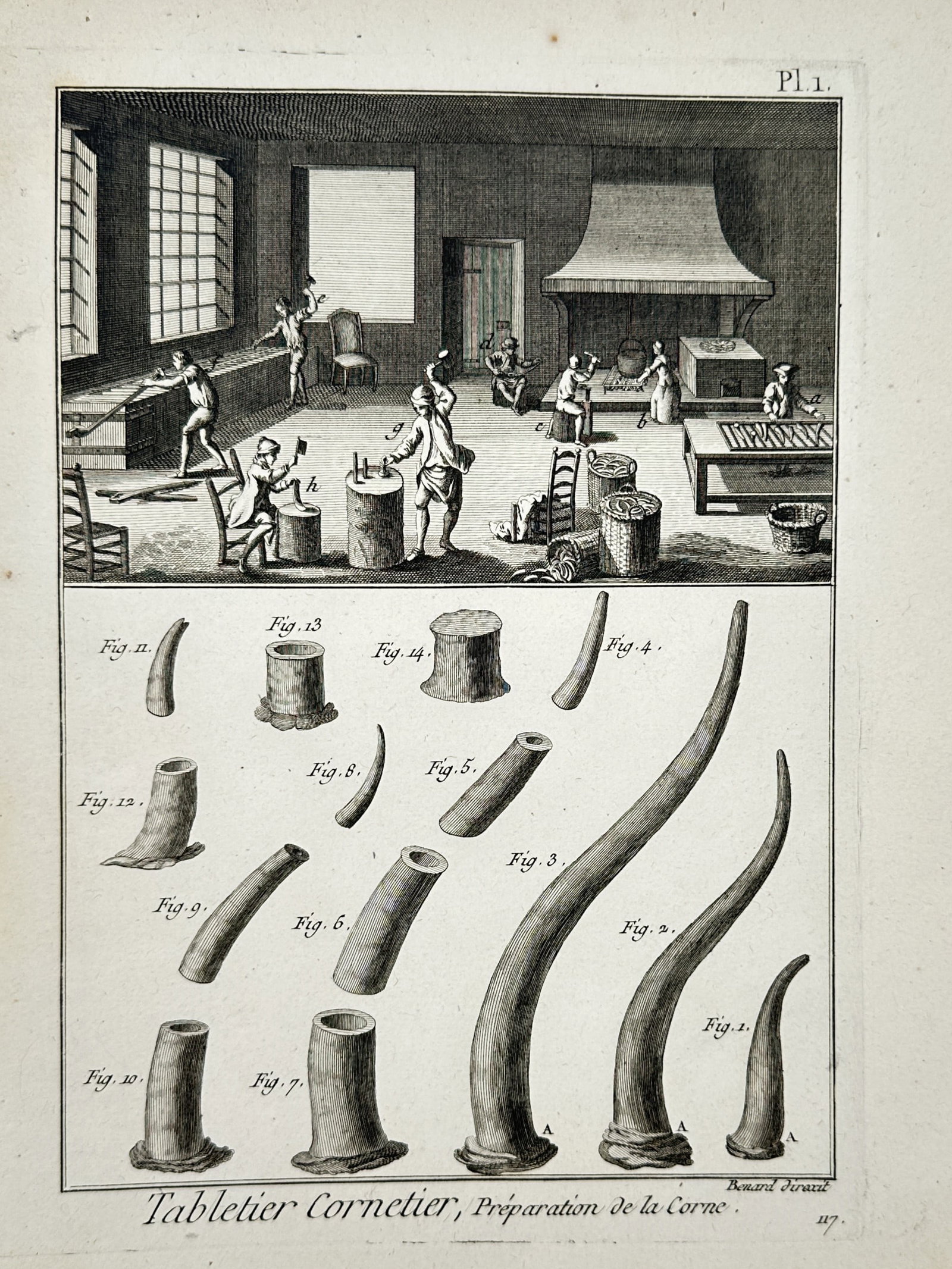 Robert Bénard – Tabletier Cornetier, Préparation de la Corne – Engraving (1762–1772) (1 of 2)