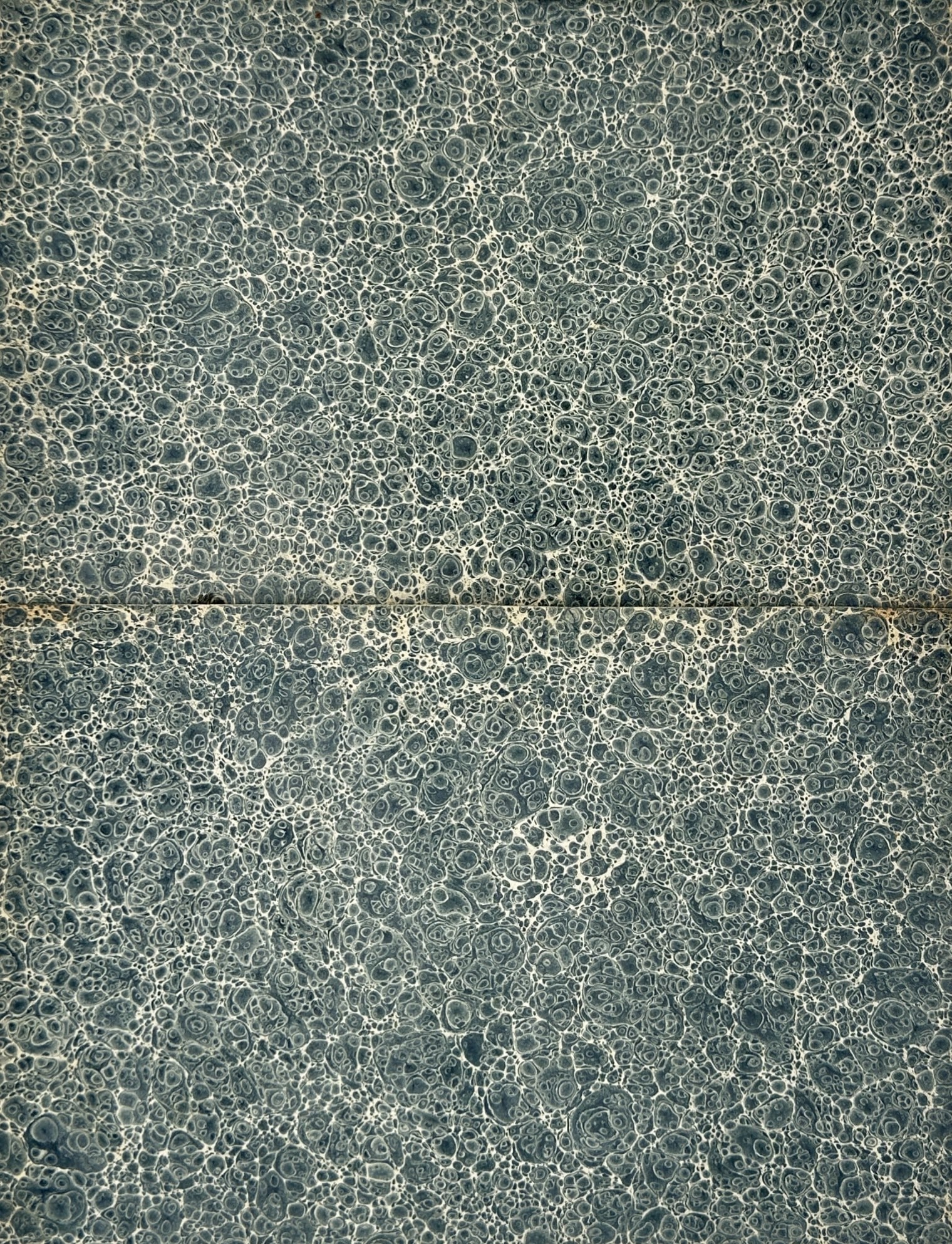 Unknown Artist – Stone Marbled Paper – Marbled paper (18th Century): "Stone Marbled Paper" displays the dense, fine-grained pattern typical of the stone marbling technique, created by using oil-based pigments to achieve a uniform, pebble-like effect on paper. This deco