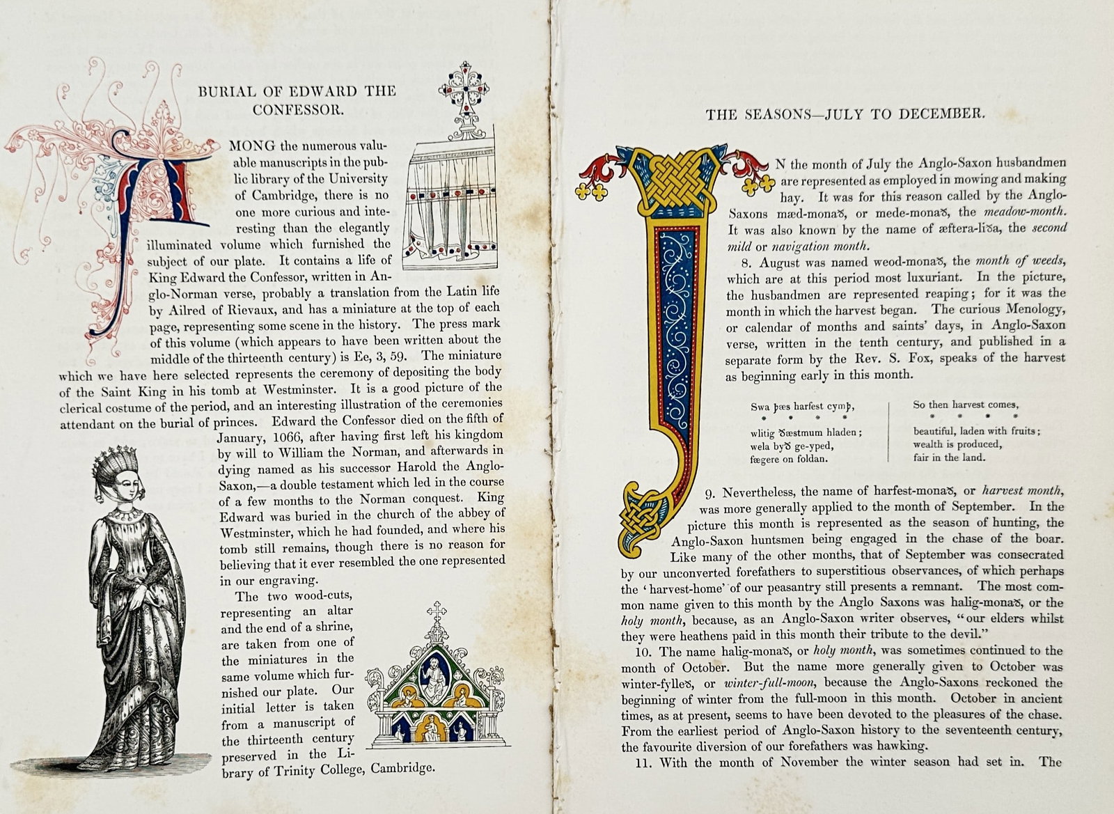 Henry Shaw (1800–1873) – Set of 2: Historical Illuminations and Anglo-Saxon Seasons – (1 of 2)