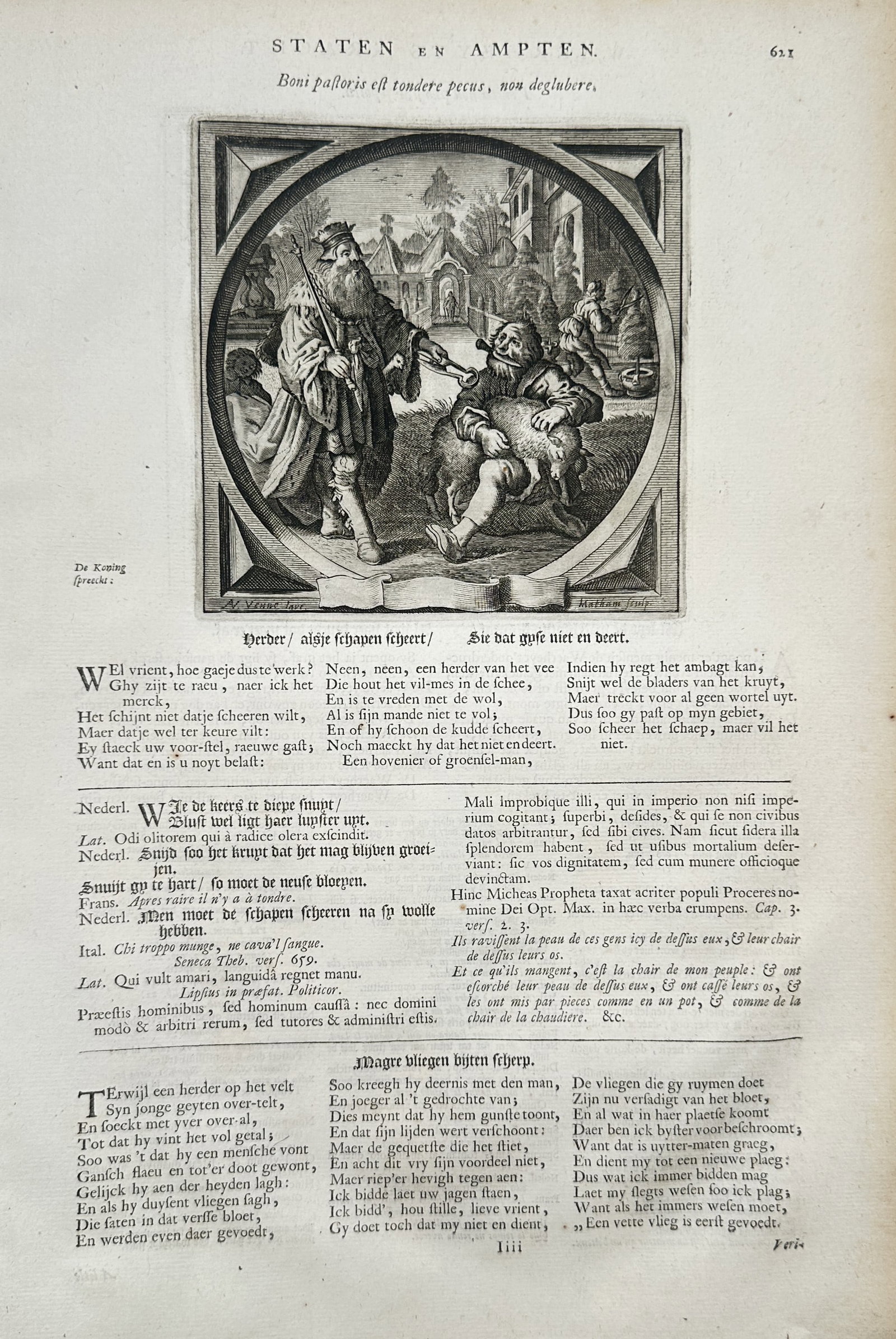 Jacob Cats (1577–1660) – Emblem on Governance and Leadership – Copper engraving (1625) (1 of 2)