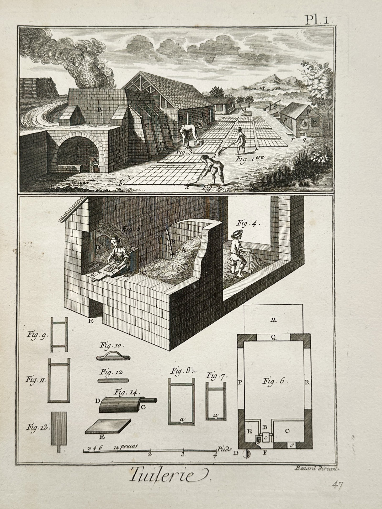 Robert Bénard – Tile and Brick Factory Interiors – Copper engraving (c. 1763) (1 of 2)