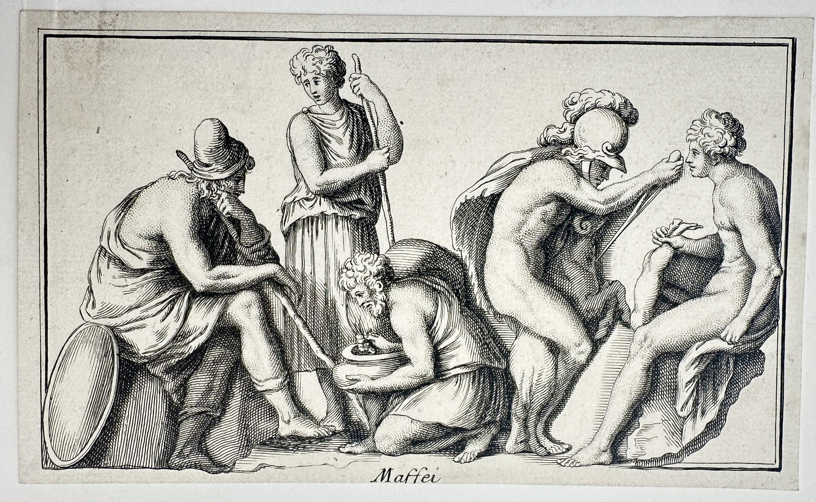 Niccolò Francesco Maffei (1641–1715) – Antique Classical Scene – Engraving (1704) (1 of 2)
