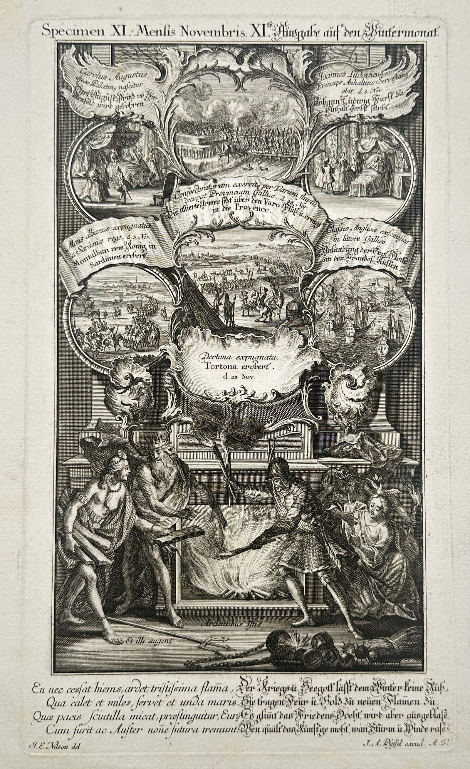 Johann Esaias Nilson (1721–1788) – Allegory of the Month of November – Engraving (c. 1760) (1 of 2)