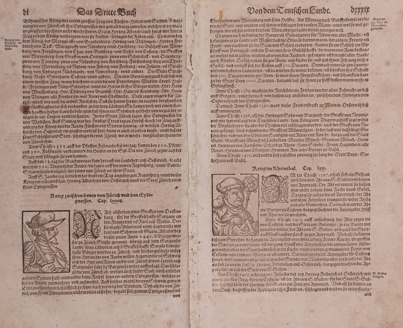 Sebastian Münster (1488–1552) – Set of 2: Studies of Swiss Regional Conflicts – Woodcut (c. (1 of 2)
