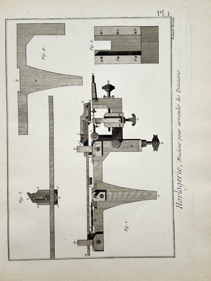 Robert Bénard – Technical Study of an Horological Rounding-Up Machine – Copper engraving (1 of 2)