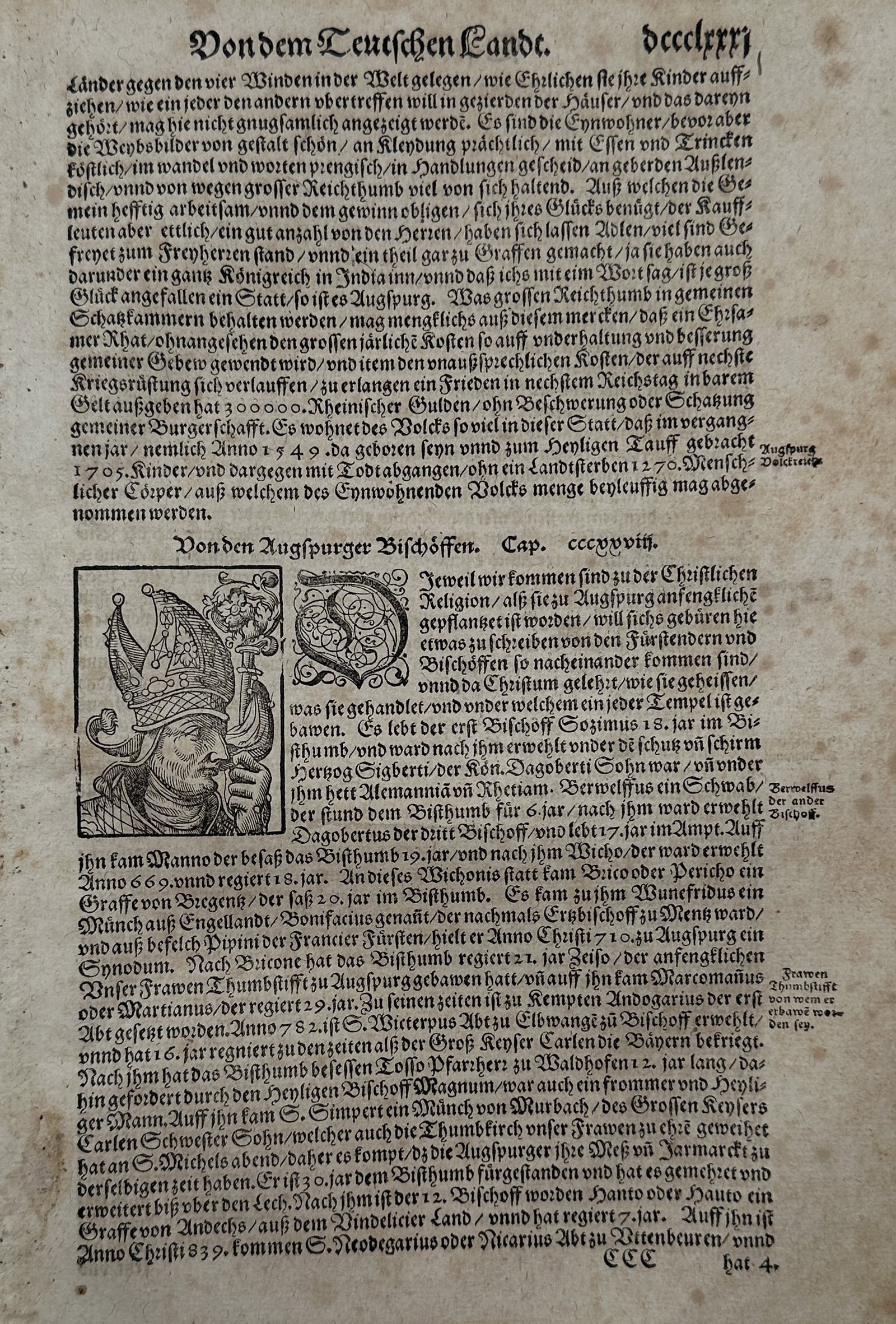 Sebastian Munster (1488–1552) – Historical Chronicle of German Lands and the Bishops of Augsburg (1 of 2)