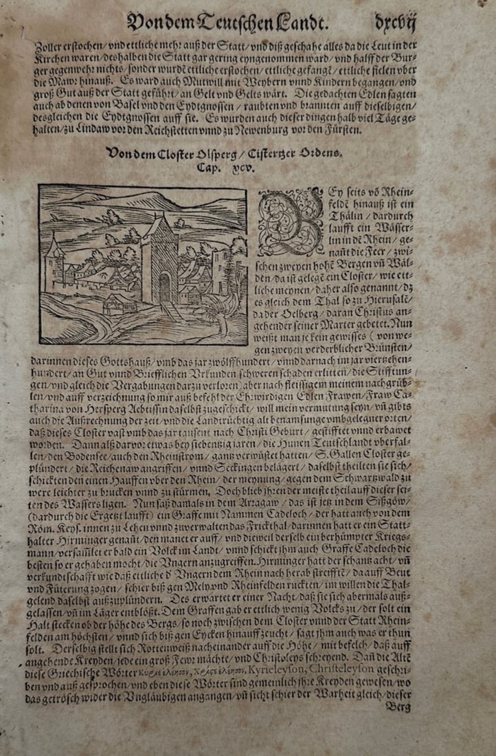 Sebastian Munster (1488–1552) – Chronicle of Olsberg Abbey and German Lands – Woodcut (1550) (1 of 2)