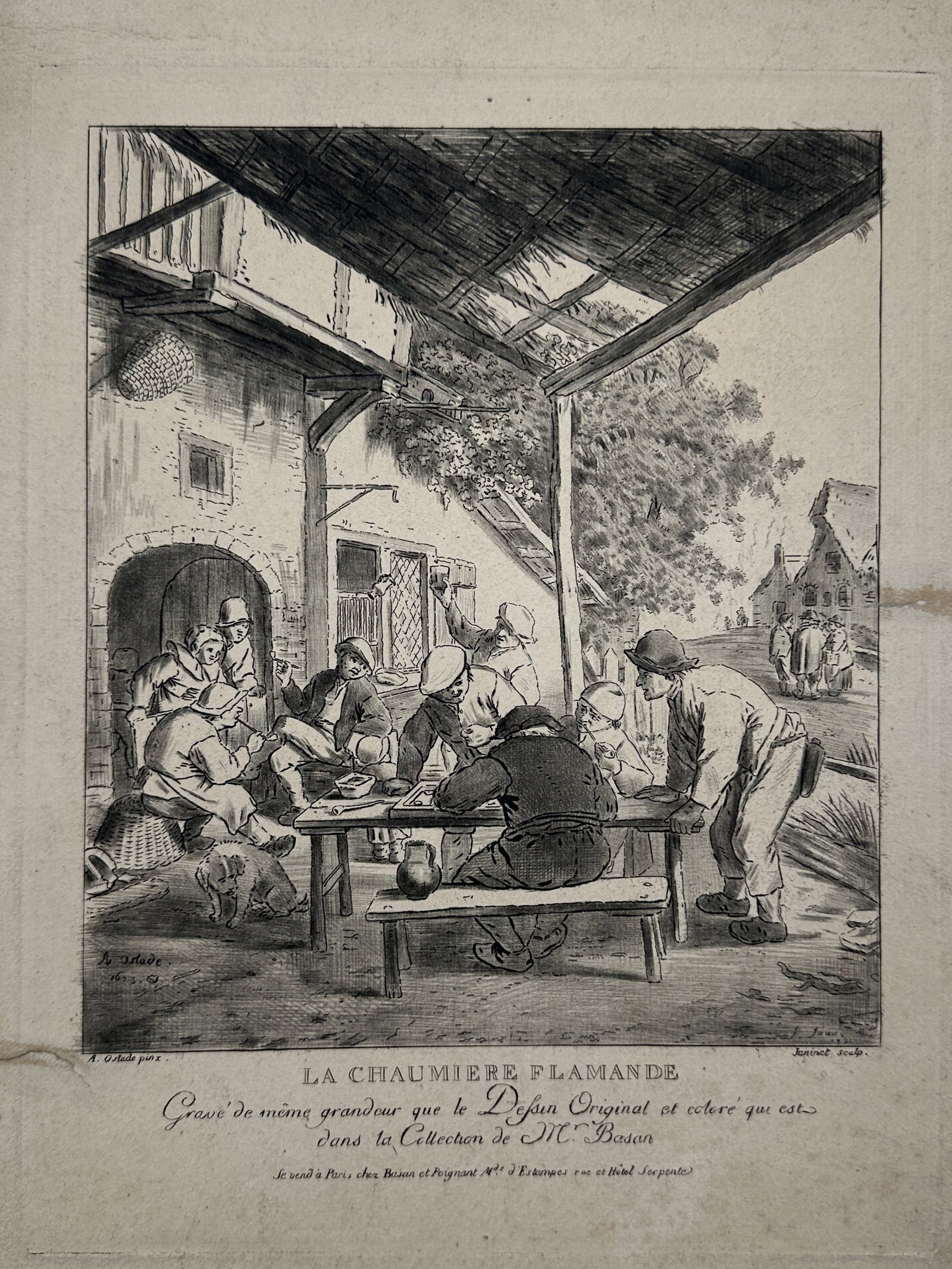 Adriaen van Ostade,after – La Chaumière Flamande (The Flemish Cottage) – Etching and aquatint (1 of 2)