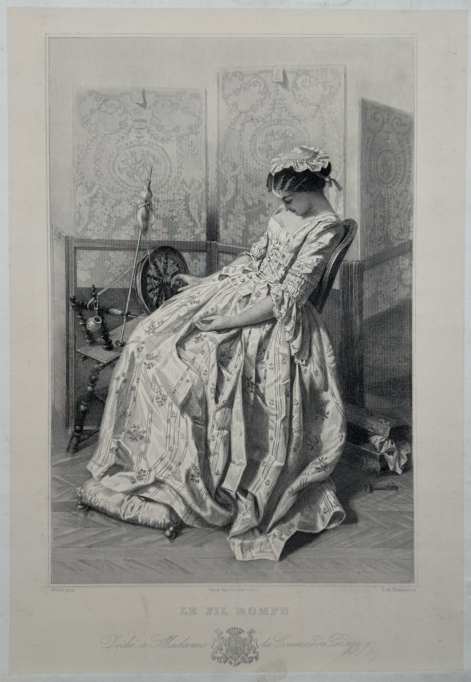 Vincent Vidal (1811–1887) – Le Fil Rompu (The Broken Thread) – Lithograph (c. 1850–1860) (1 of 2)
