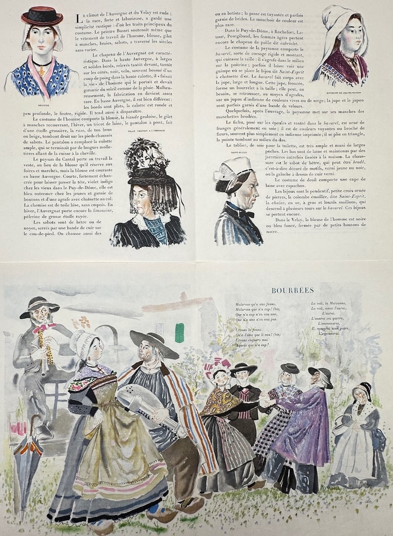 Editions Horizons de France – Illustrated Study of Auvergne Regional Folk Costumes and Bourrée (1 of 2)