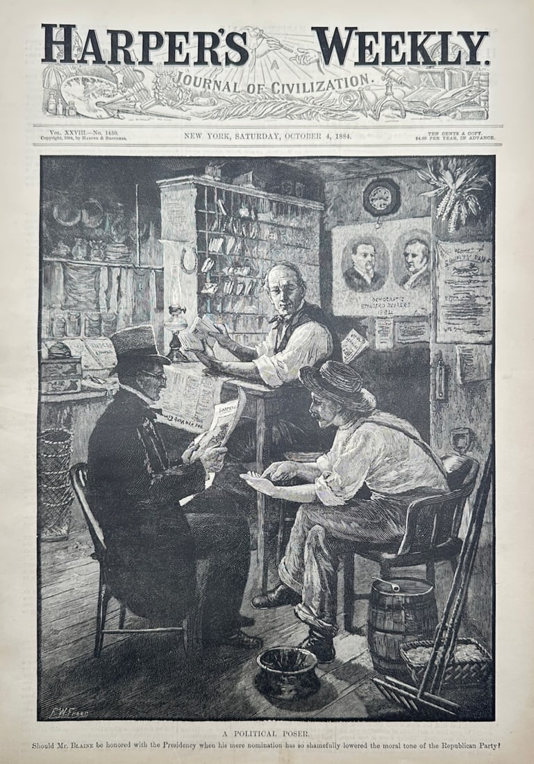 Harper's Weekly – Political Satire on the 1884 Presidential Election – Wood engraving (1884) (1 of 2)