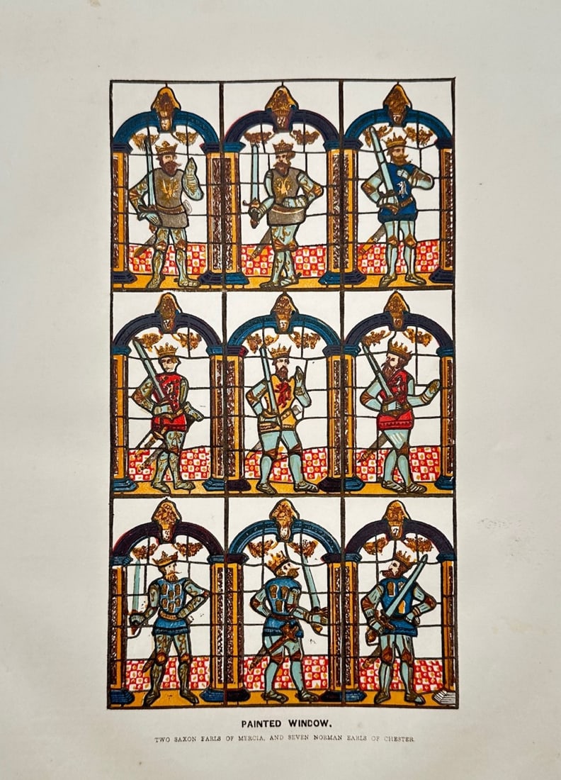 Charles Knight – Historical Study of the Painted Window with Saxon and Norman Earls (1 of 2)