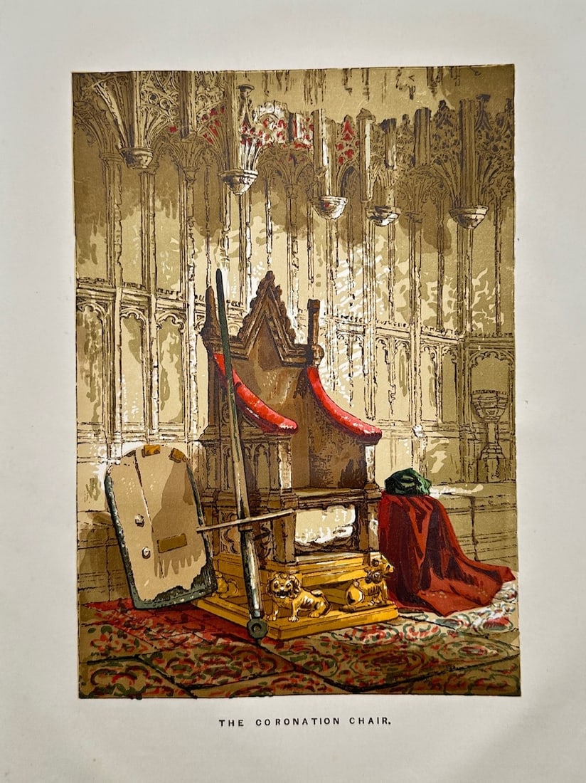 Charles Knight – Architectural Interior View of the Coronation Chair – Color lithograph (c. (1 of 2)