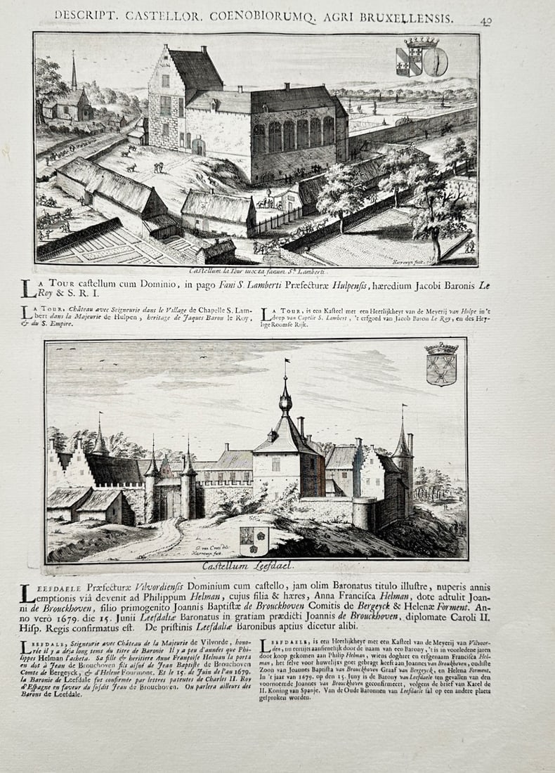 Jacobus Le Roy (1656–1719) – Architectural Views of Castellum la Tour and Castellum Leefdael (1 of 2)