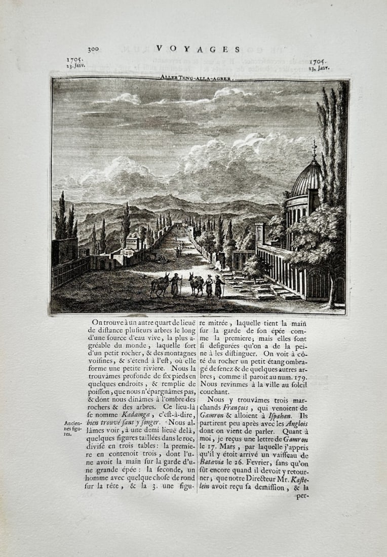 Cornelis de Bruyn – Architectural and Landscape View of Kadamgah, Persia – Copper engraving (1 of 2)