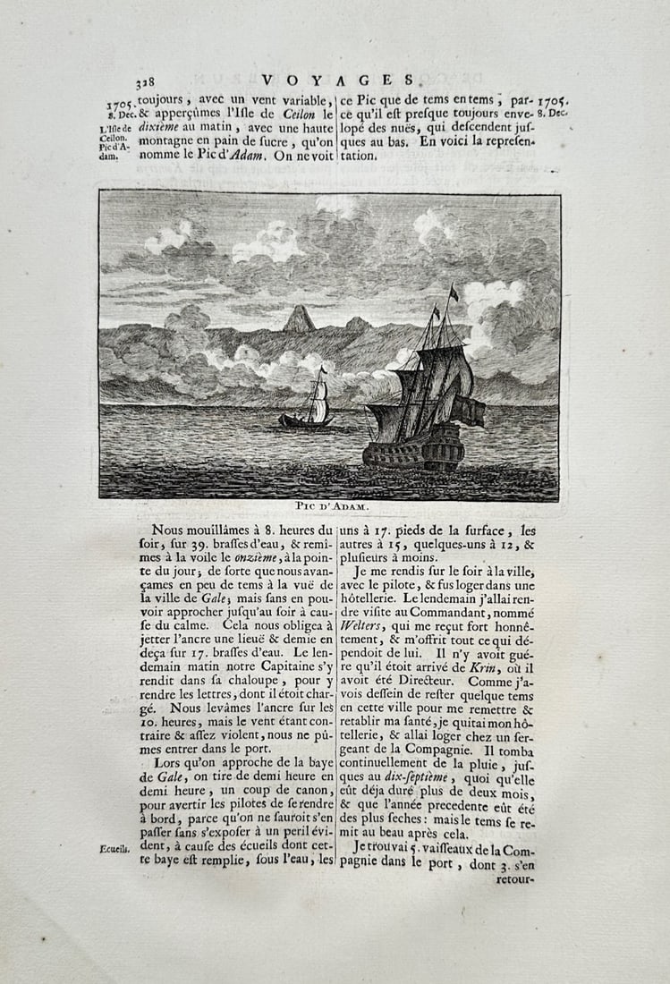 Cornelius de Bruyn (1652–1727) – Maritime View of Adam's Peak, Ceylon – Copper engraving (1 of 2)