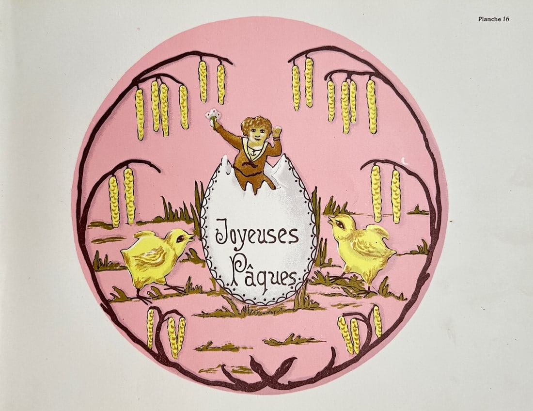 Alphonse Mucha (1860–1839) – Art Nouveau Easter Design (Joyeuses Pâques) – Lithograph (1 of 2)