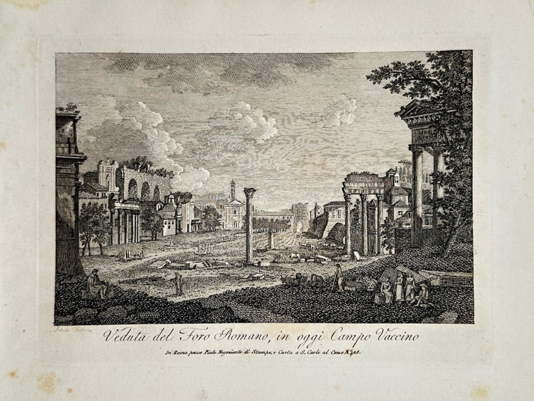 Pietro Parboni – Landscape View of the Roman Forum as the Campo Vaccino – Copper engraving (1 of 2)