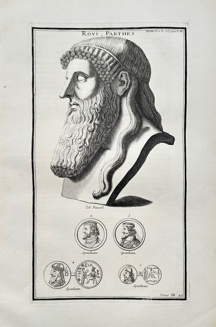Bernard de Montfaucon – Historical Study of French Royal Monuments – Copper engraving (1 of 2)