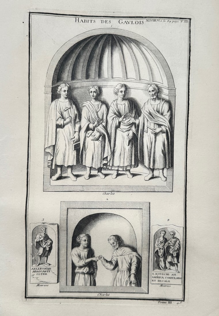 Bernard de Montfaucon – Antiquarian Study of Ancient Gallic Costumes and Reliefs (1 of 2)