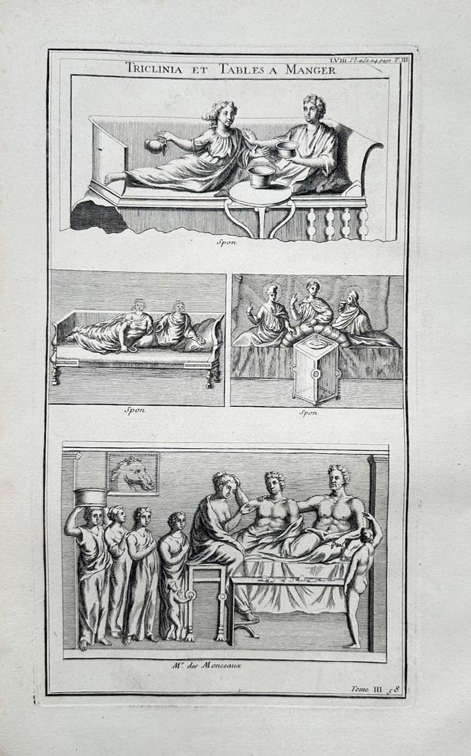 Bernard de Montfaucon – Antiquarian Study of Ancient Dining Triclinia and Tables (1 of 2)