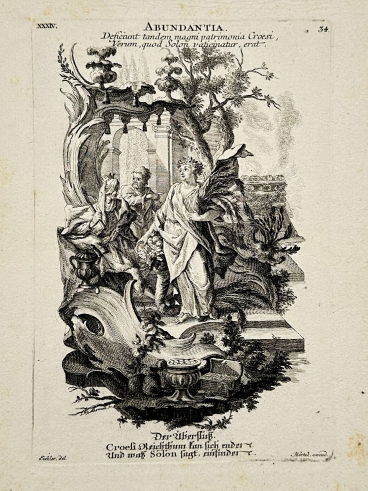 Johann Baptist Eichler – Allegorical Study of Abundance – Copper engraving (c. 1760) (1 of 2)