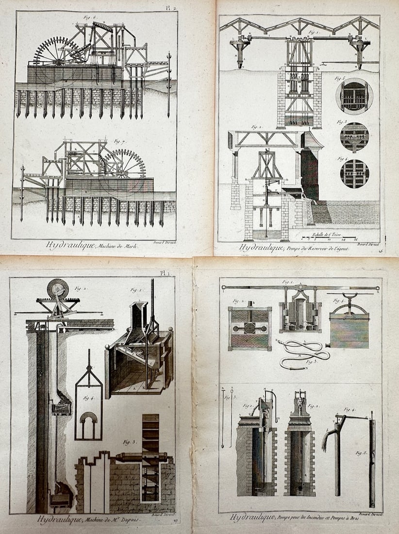 Robert Bénard – Set of 4: Technical and Engineering Studies of Hydraulic Machinery (1 of 2)
