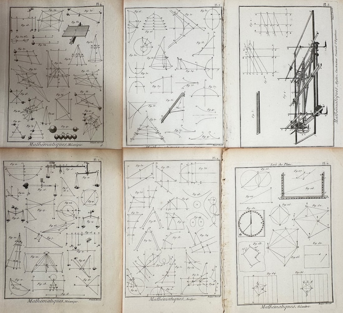 Robert Bénard – Set of 6: Mathematical, Geometrical, and Analytical Mechanical Studies (1 of 2)