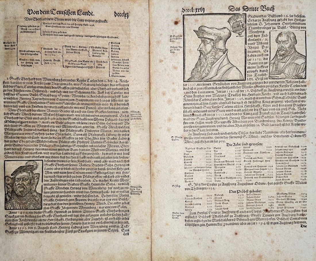 Sebastian Münster – Set of 2: Historical Chronicles of Germany with Portrait Vignettes – (1 of 2)