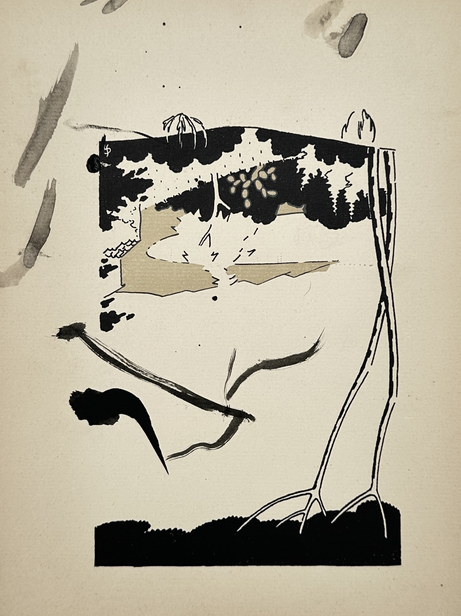 Unknown Artist – Abstract Landscape with Geometric Elements – Lithograph (20th Century) (1 of 2)