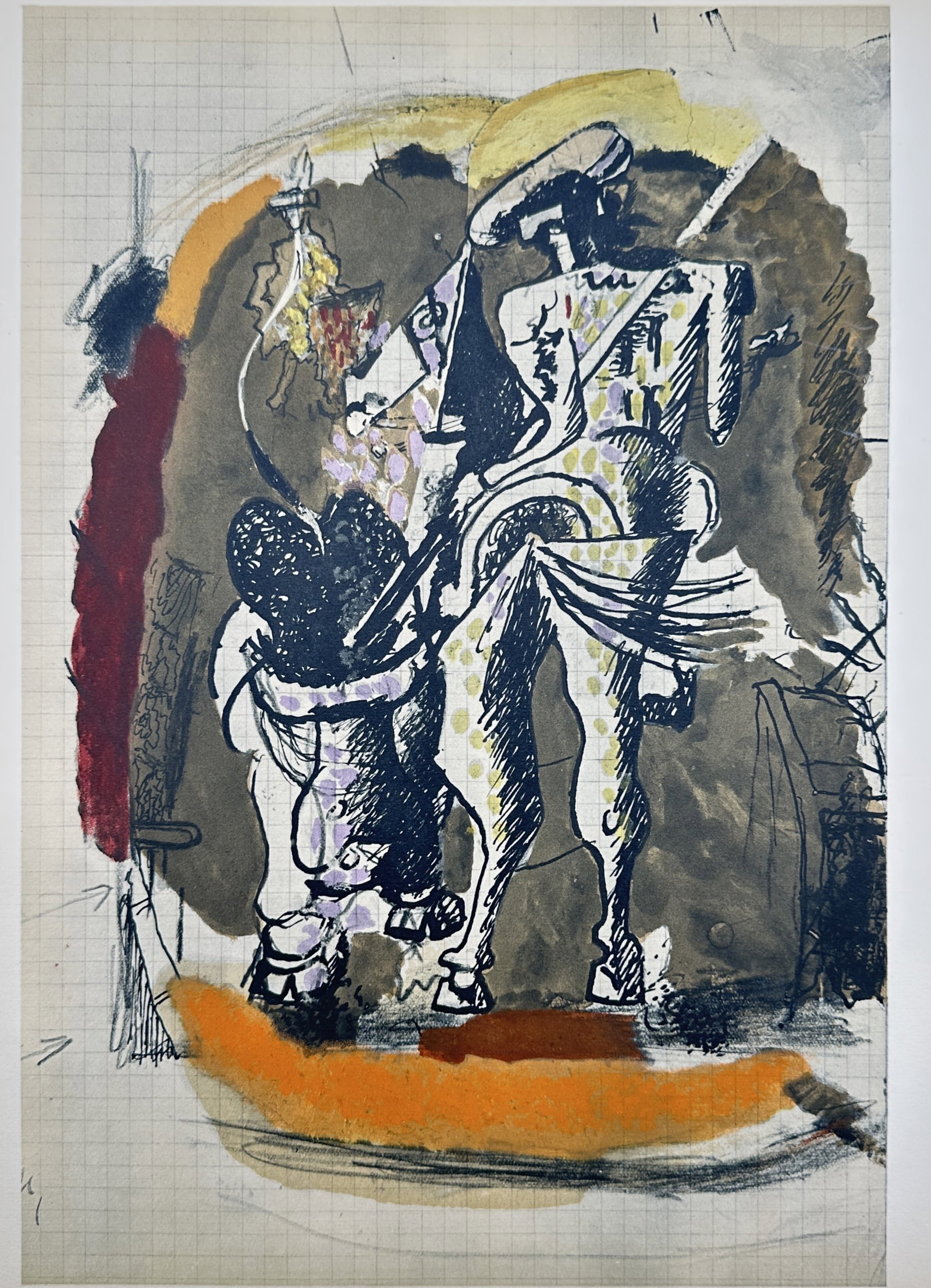 Georges Braque (1882–1963), after – Modernist Study of a Horse and Rider – Offset print (1 of 2)