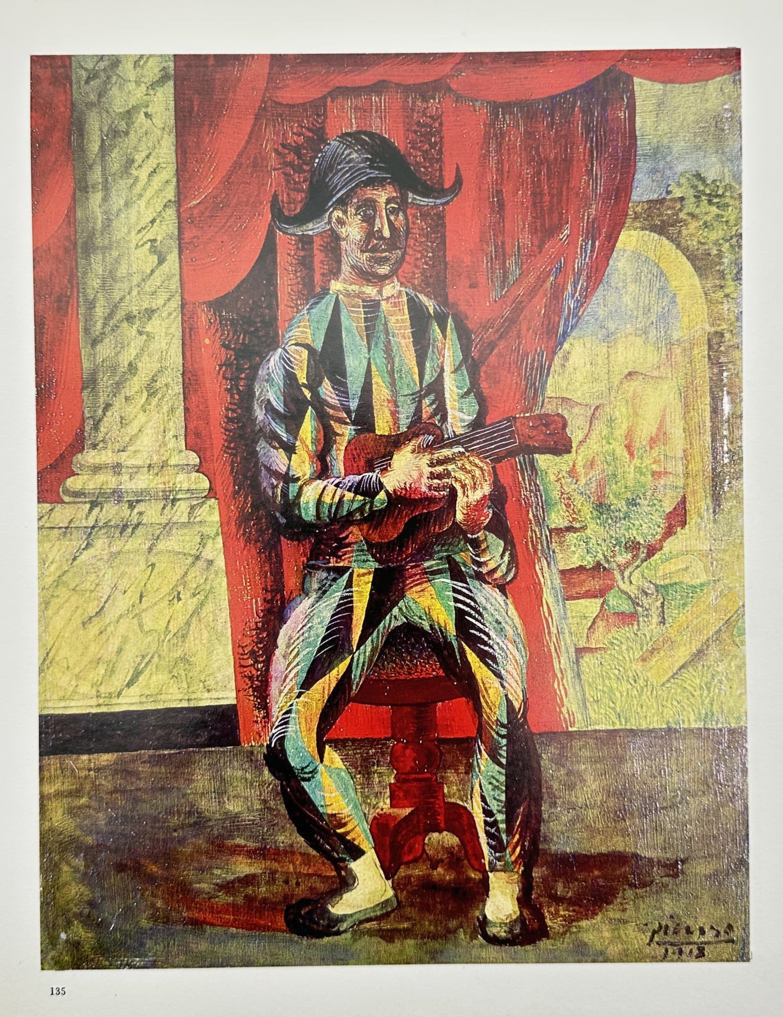 Pablo Picasso (1881–1973), after – Modernist Study of a Seated Harlequin with Guitar – Offset (1 of 2)