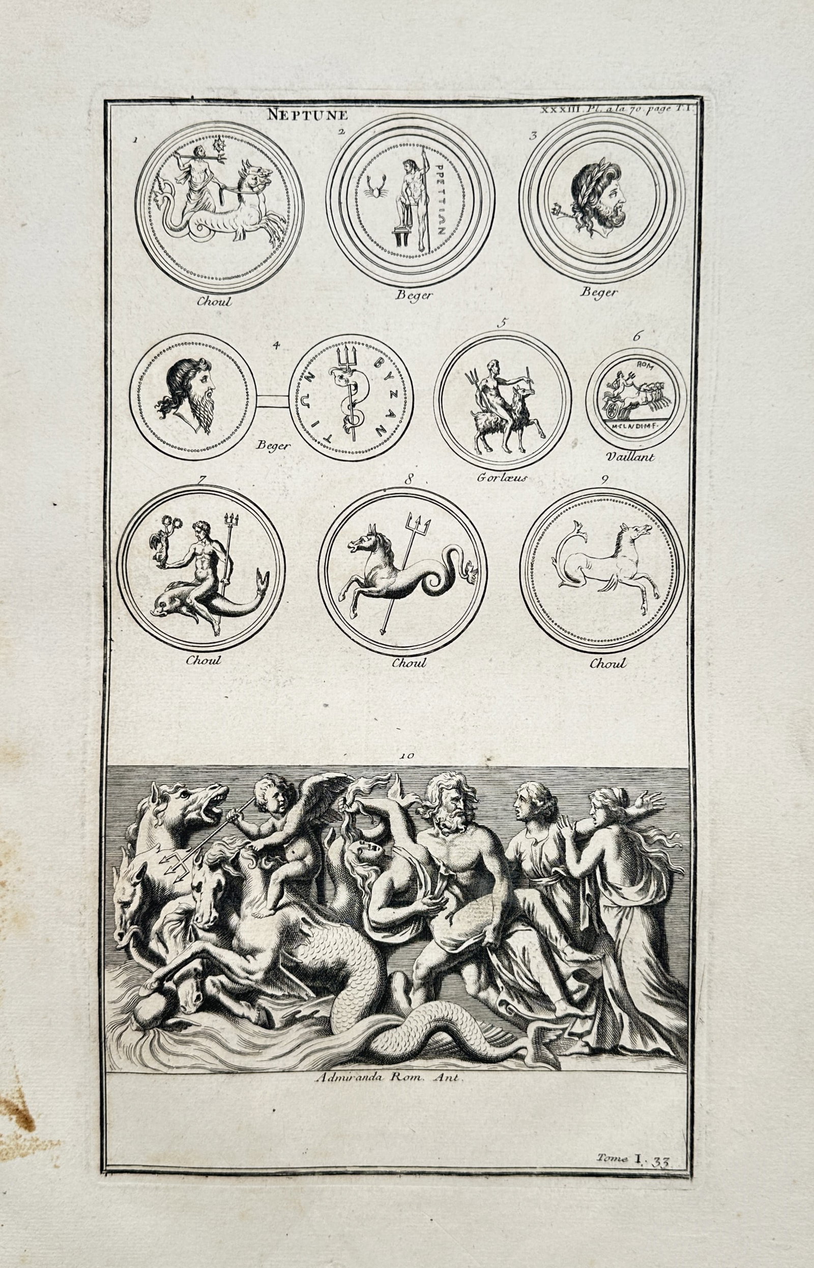 Bernard de Montfaucon – Antiquarian Study of Neptune, Classical Medals, and Marine Mythology (1 of 2)