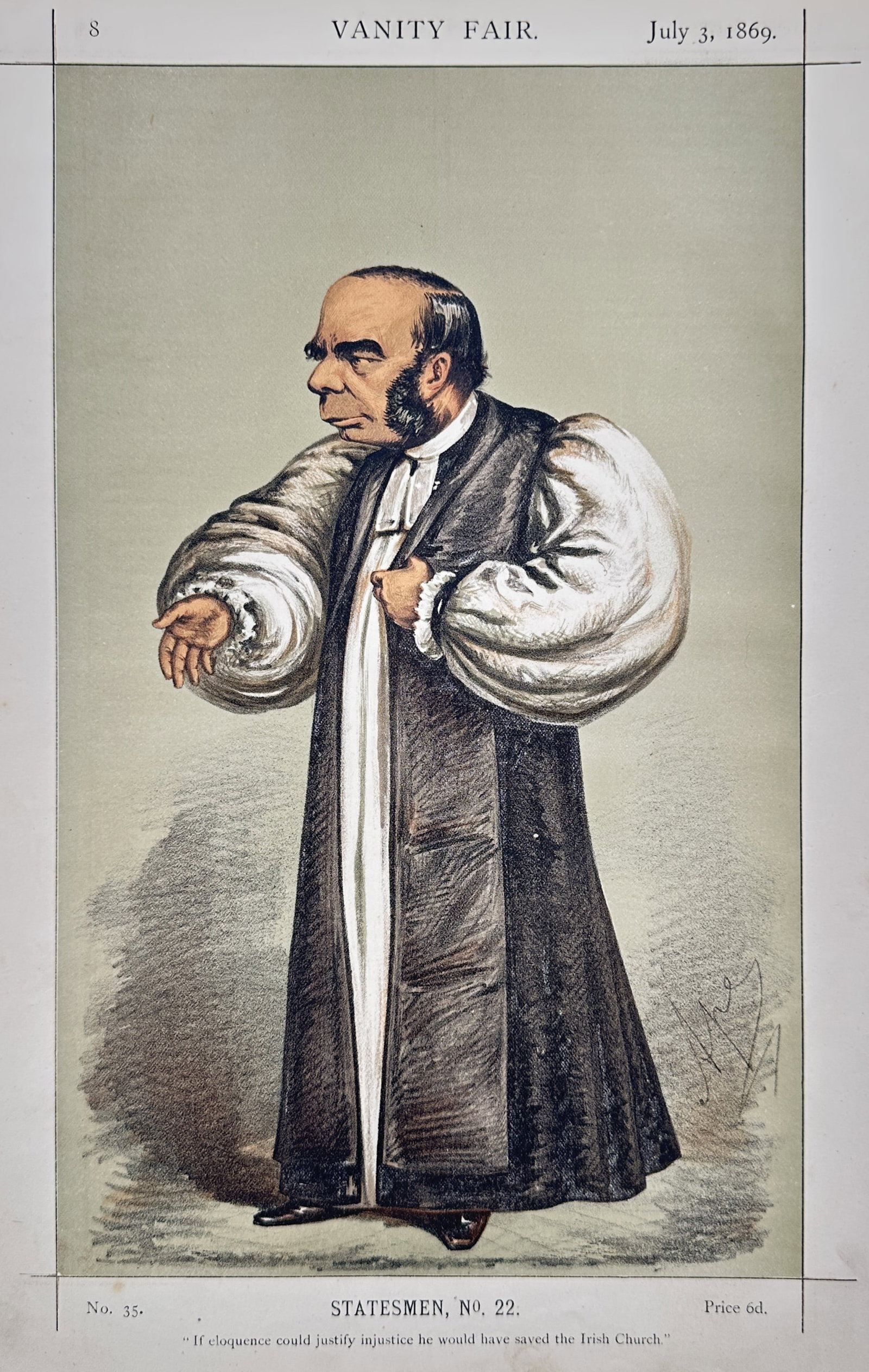Vanity Fair – Portrait of William Connor Magee, Bishop of Peterborough – Lithograph (1869) (1 of 2)