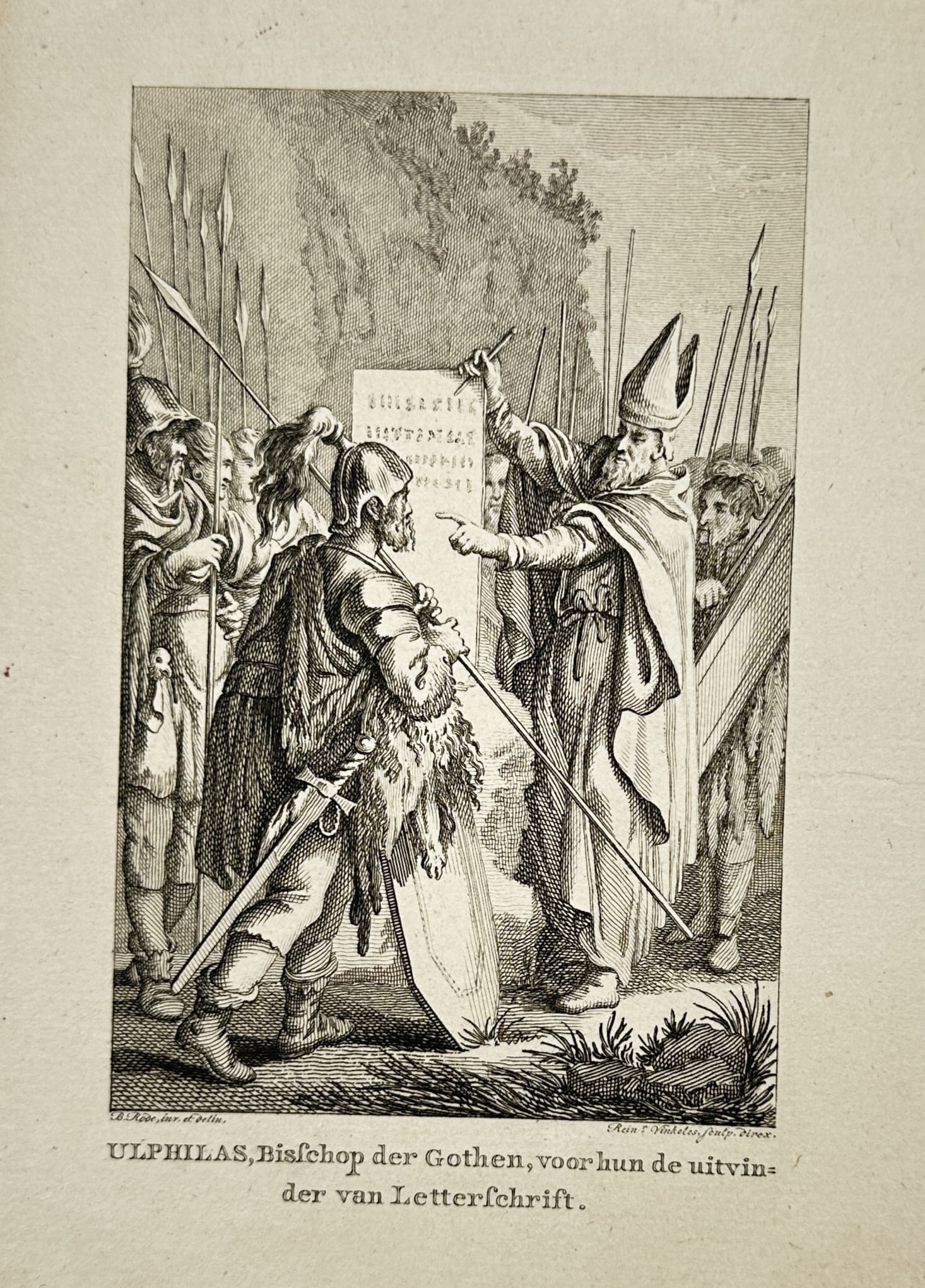 Christian Bernhard Rode – Ulphilas, Bishop of the Goths – Germany – Etching (ca. 1780) (1 of 2)