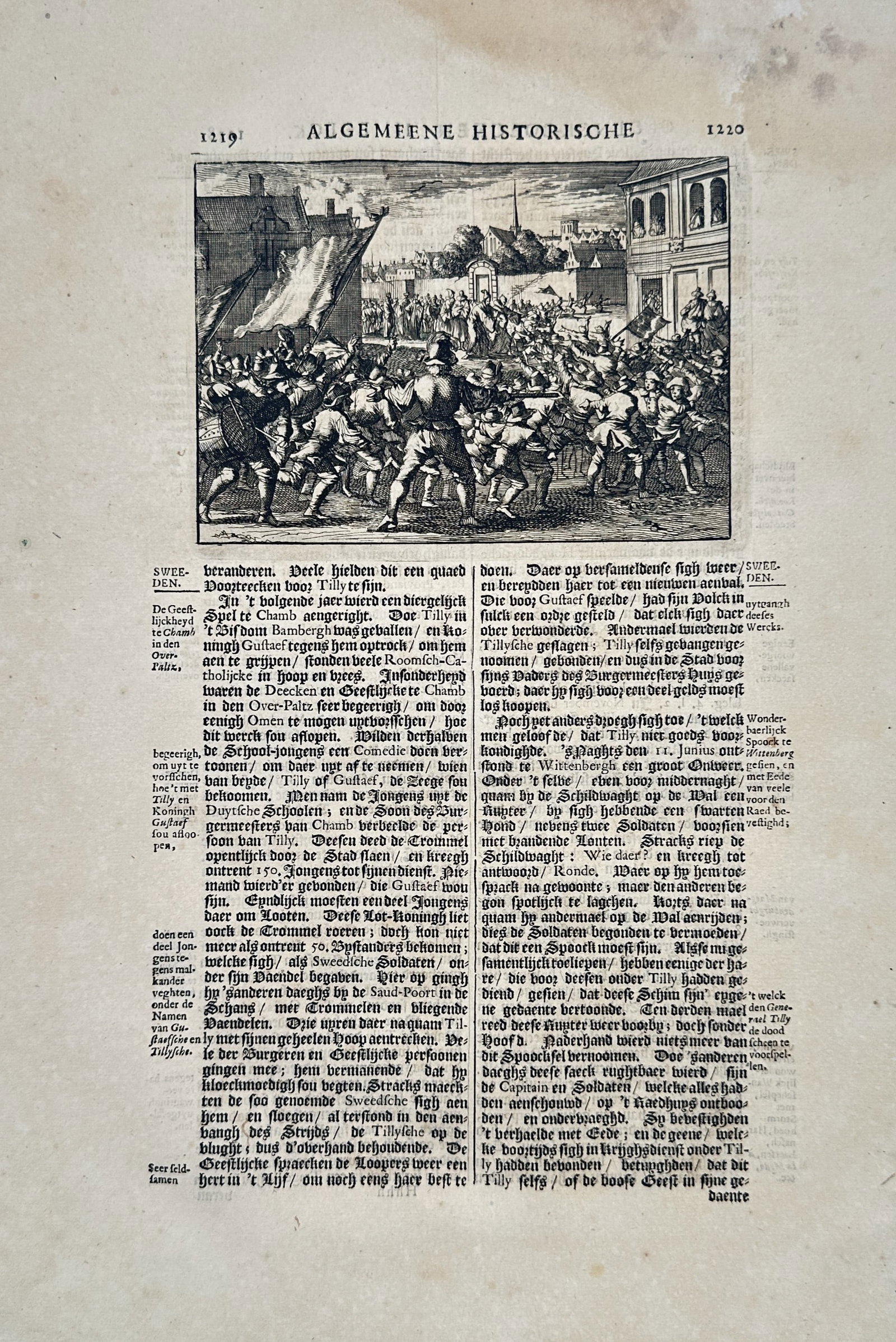 Jan Luyken – Historical Narrative Scene of Public Gathering and Unrest – Engraving (1 of 2)