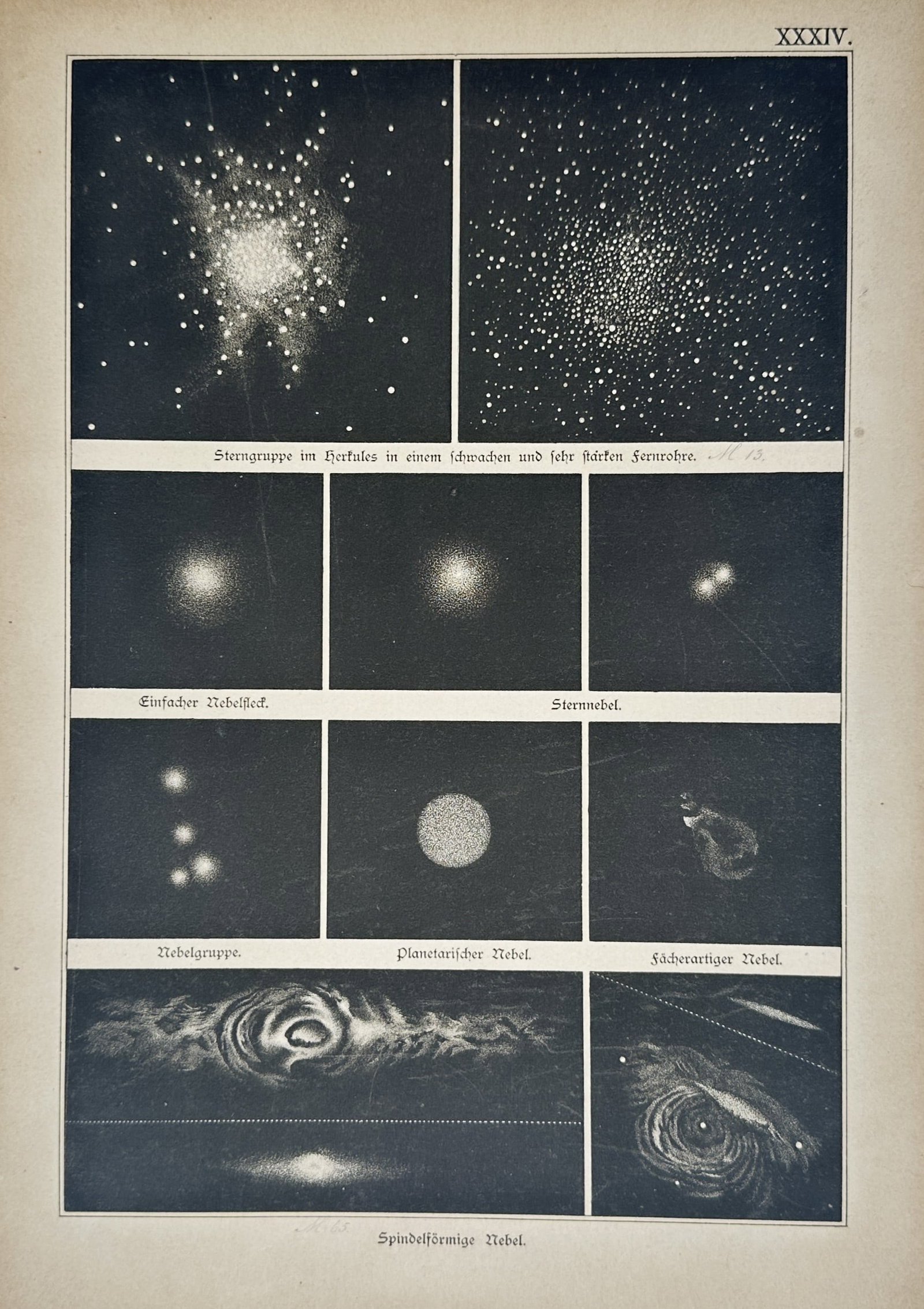 Dr. Edmund Weiss (1837–1917) – Astronomical Study of Star Clusters and Nebulae – Lithograph (1 of 2)