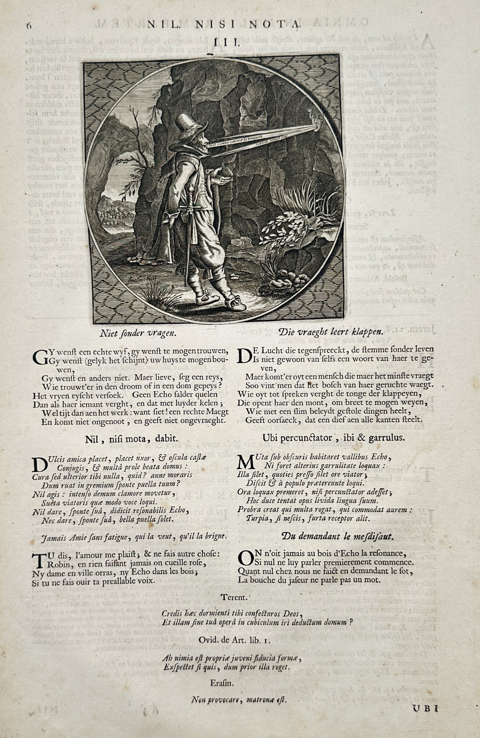 Jacob Cats – Emblematic Scene of a Traveler in a Rocky Landscape with Moral Commentary (1 of 2)