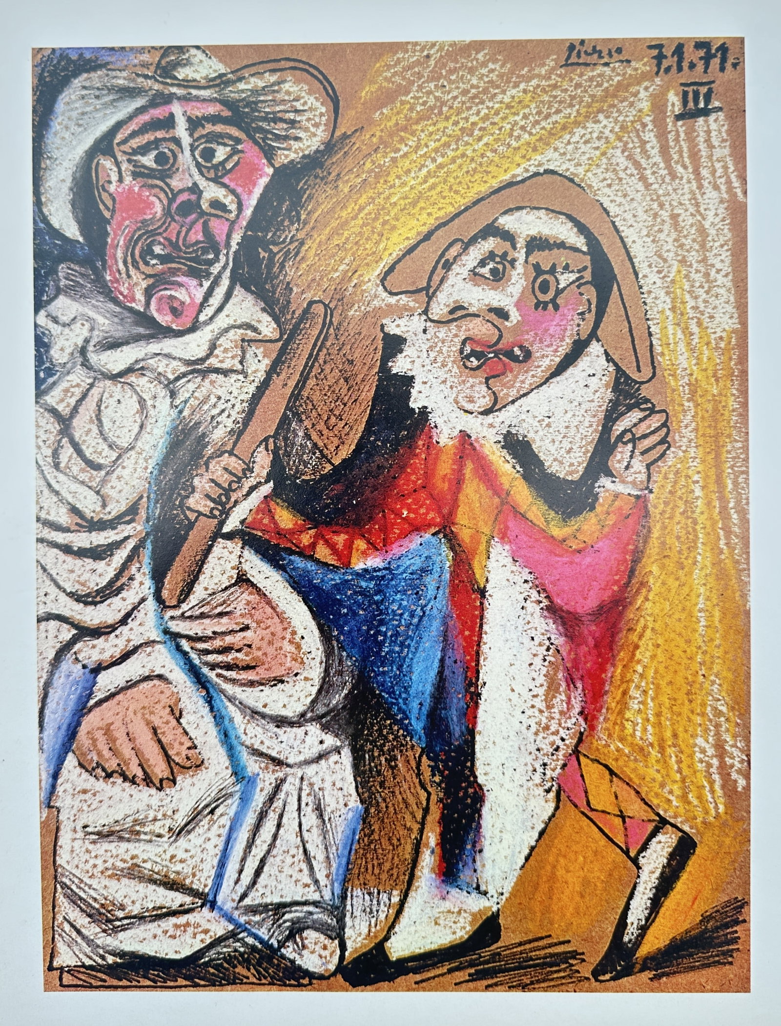 Pablo Picasso, after – Expressionist Composition with Commedia dell'Arte Figures – Offset print (1 of 2)