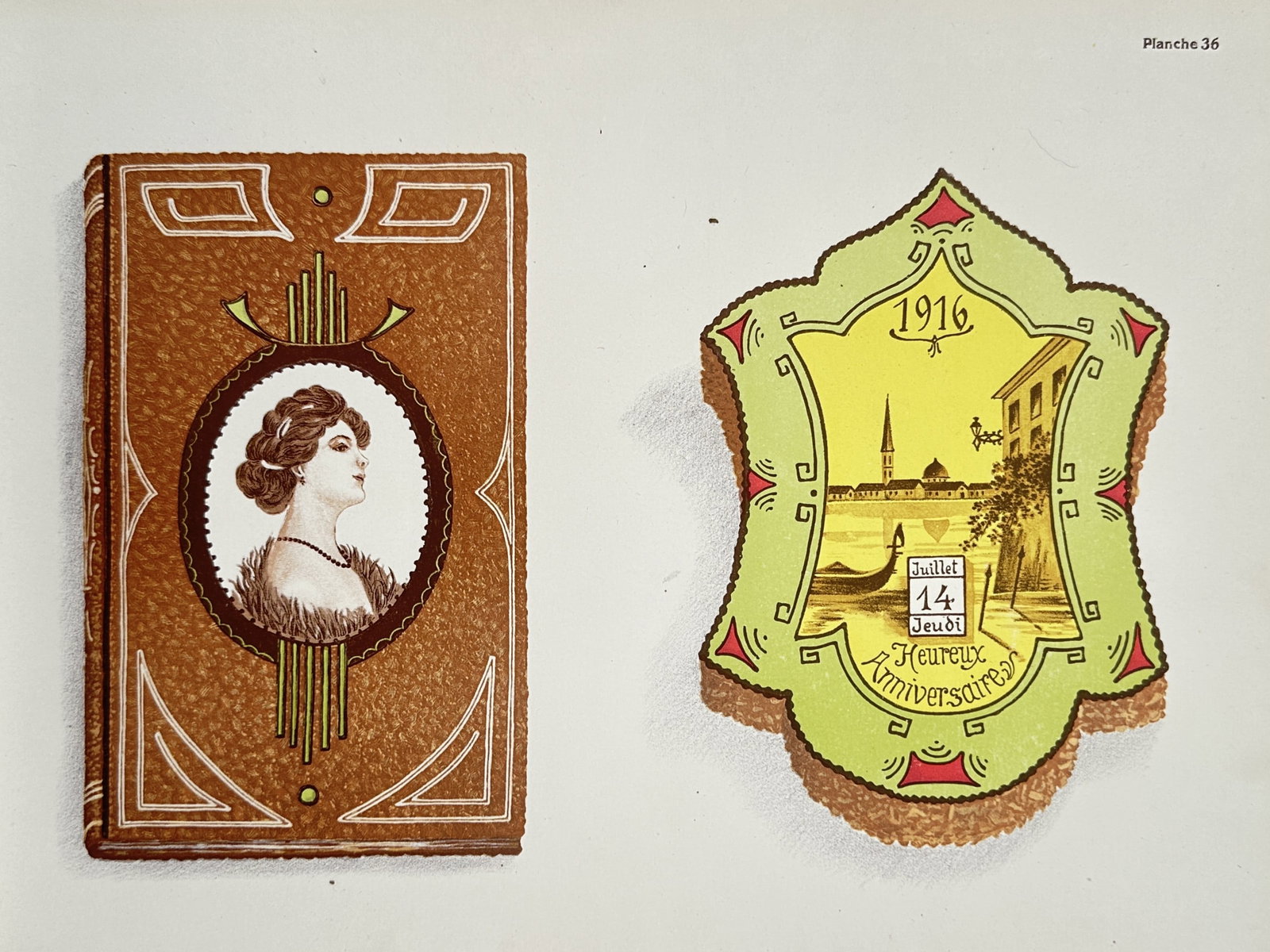 Alphonse Mucha – Graphic Designs for a Book Binding and Calendar Emblem – Lithograph (1 of 2)