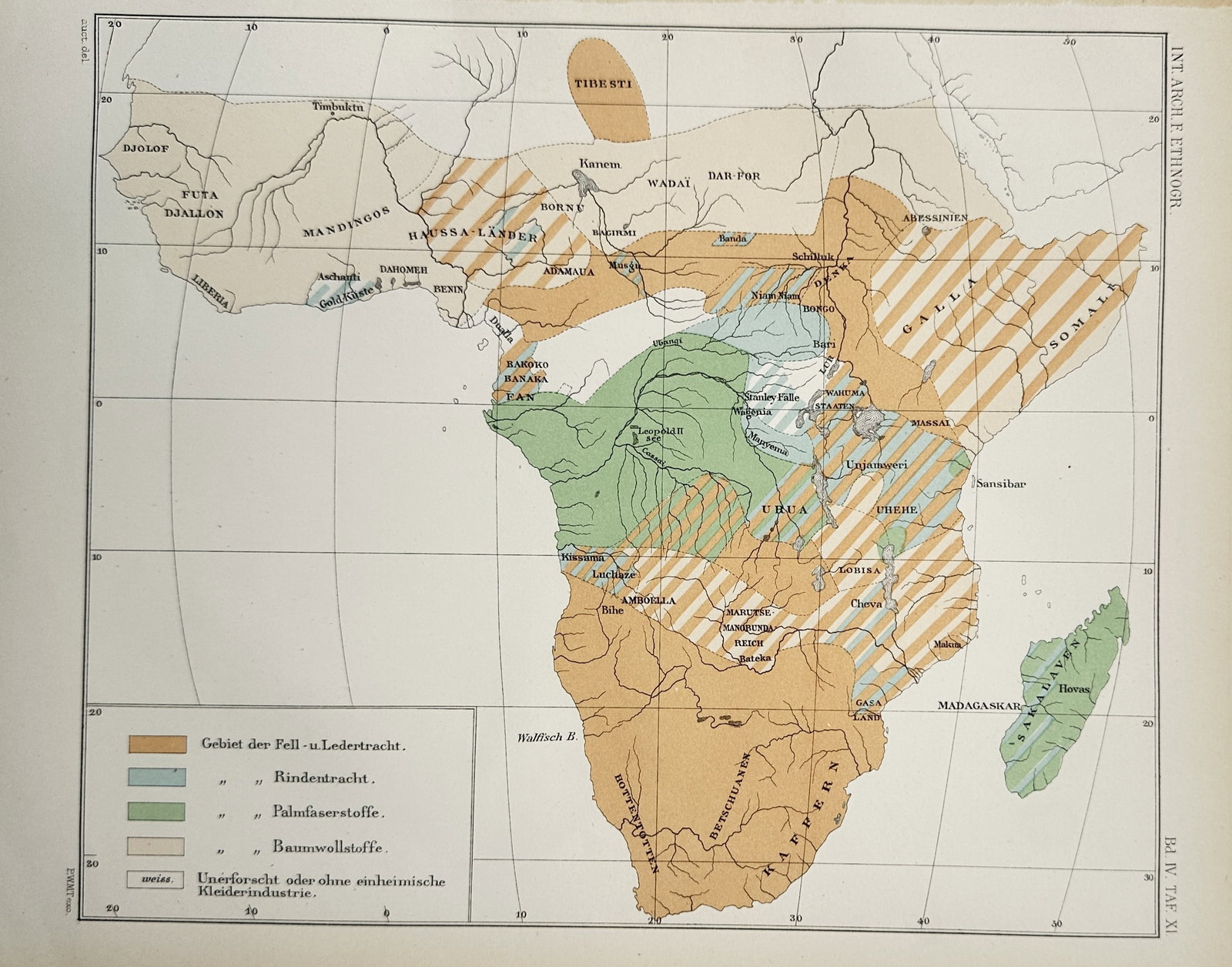 Pieter Willem Marinus Trap – Ethnographic Map of African Clothing and Textiles – Lithograph (1 of 2)