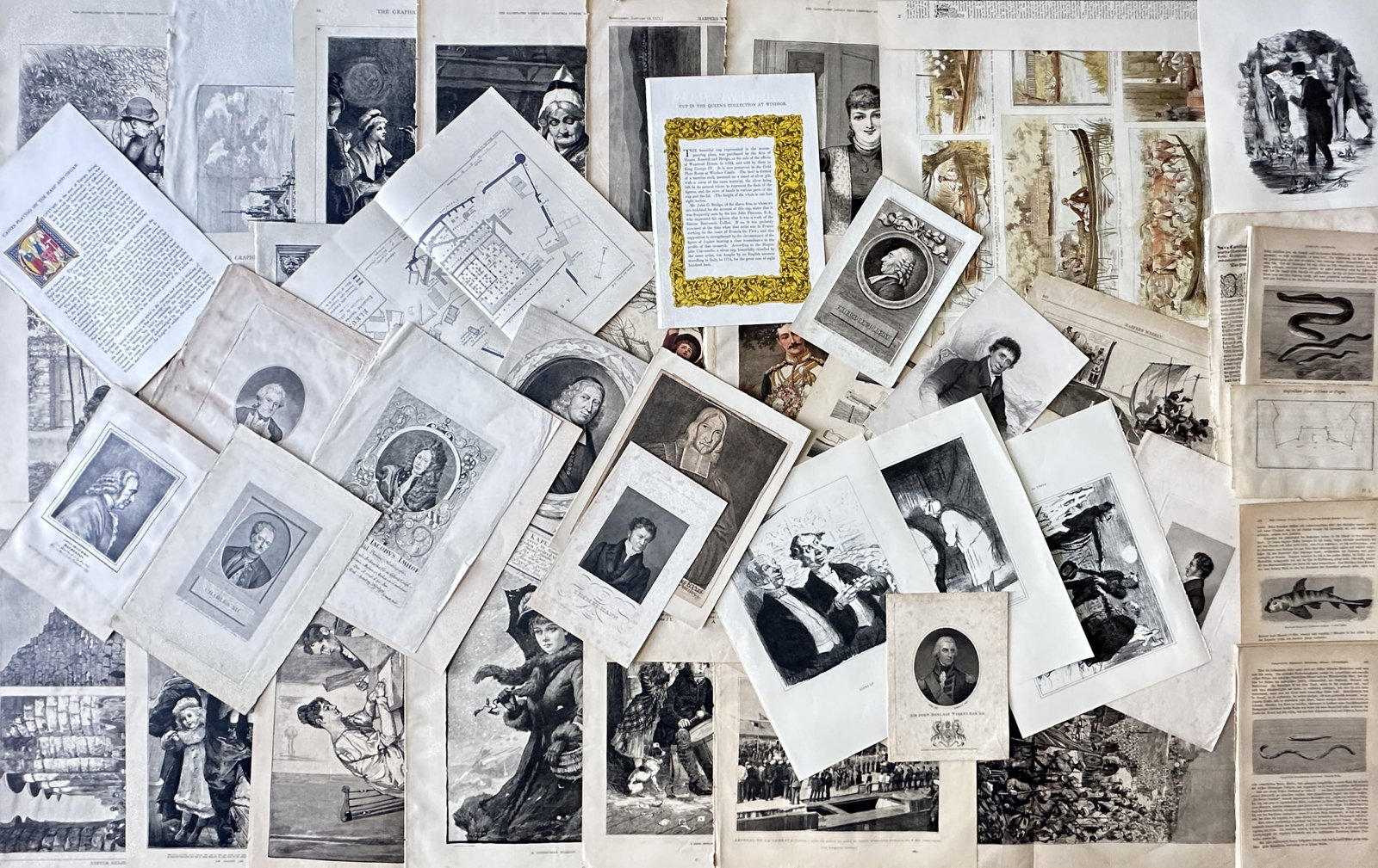 Unknown Artist – approx. Set of 41 Historical, Portrait, Architectural and Natural History Prints (1 of 2)